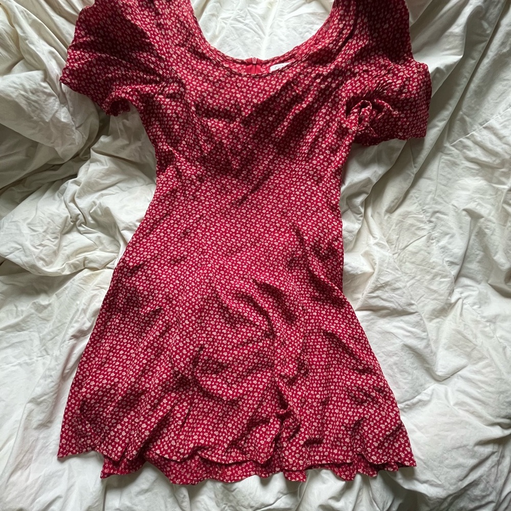 Christy Dawn Red Puff Sleeve Mini Dress